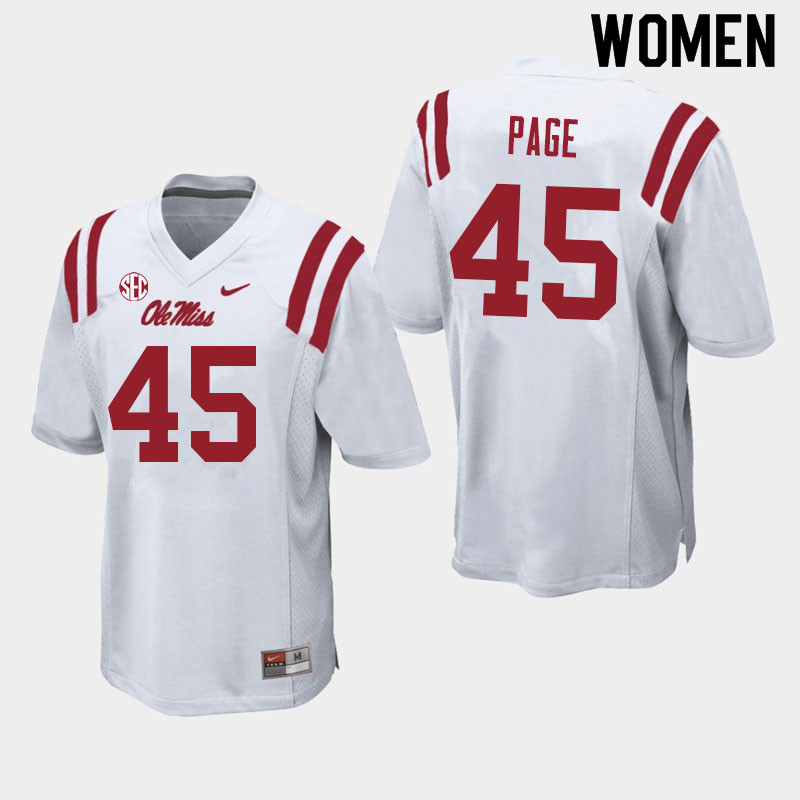 Fred Page Ole Miss Rebels NCAA Women's White #45 Stitched Limited College Football Jersey WSU3758PA